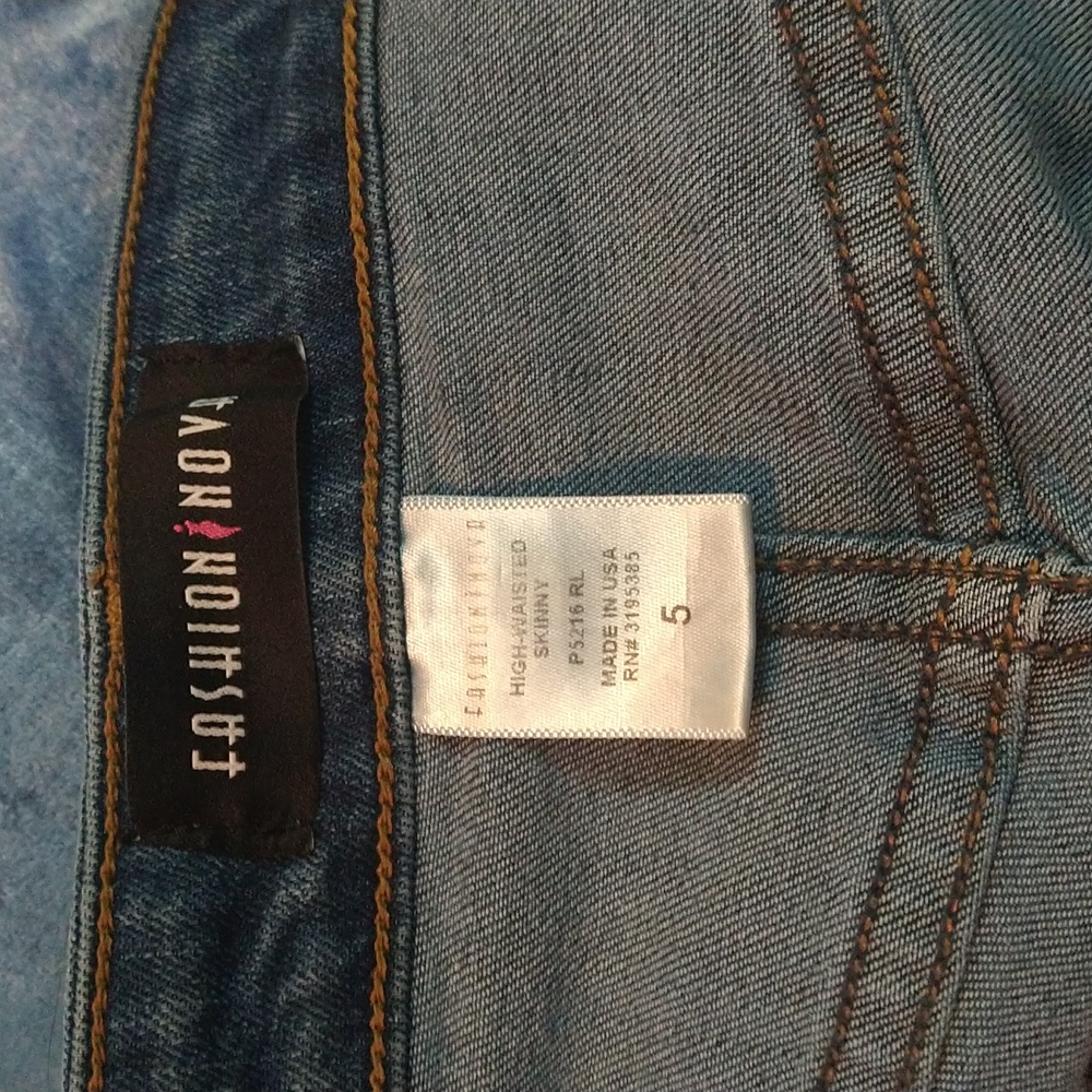 Fashion Nova jeans blue stretch denim high waisted skinny size 5 - Picture 4 of 4